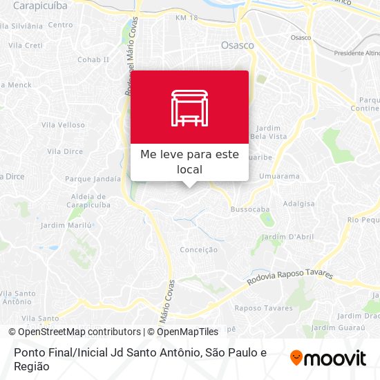 Ponto Final / Inicial  Jd Santo Antônio mapa