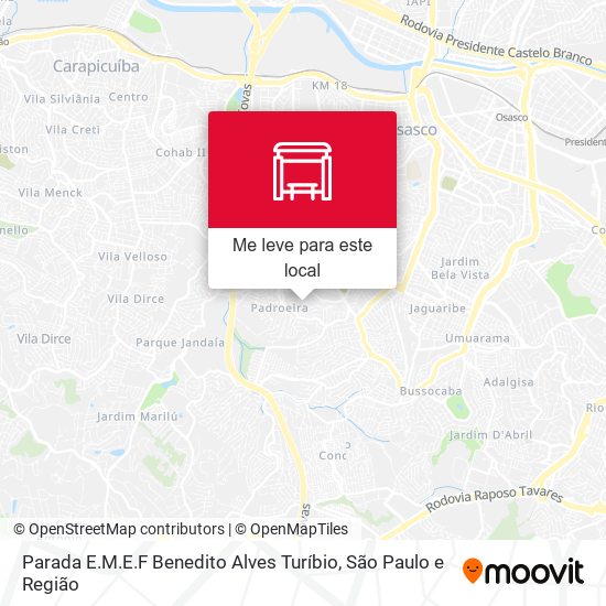 Parada E.M.E.F Benedito Alves Turíbio mapa