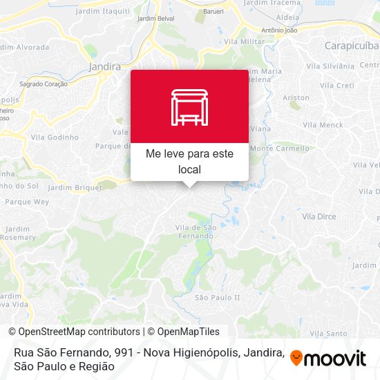 Rua São Fernando, 991 - Nova Higienópolis, Jandira mapa