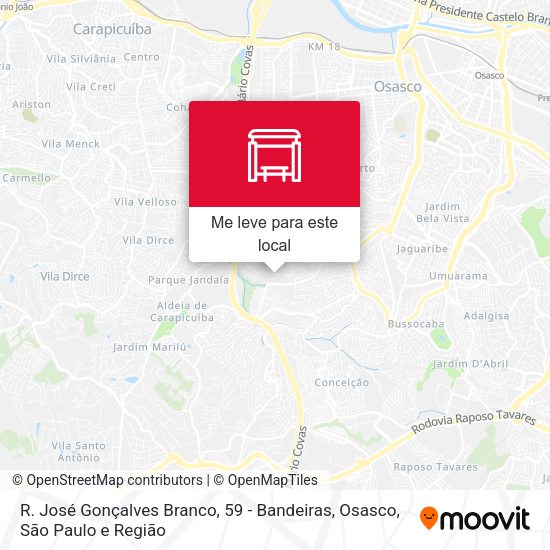 R. José Gonçalves Branco, 59 - Bandeiras, Osasco mapa