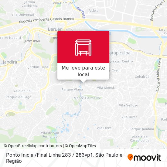 Ponto Inicial / Final Linha 283 / 283vp1 mapa