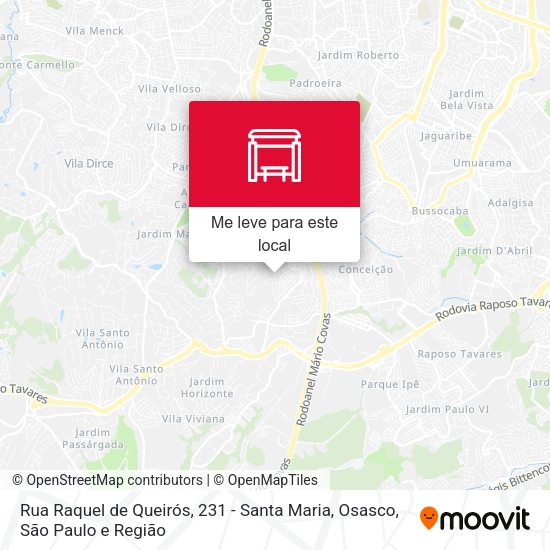 Rua Raquel de Queirós, 231 - Santa Maria, Osasco mapa