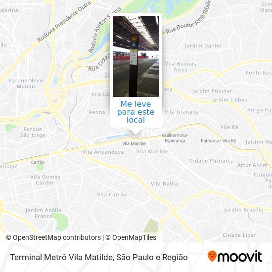 Terminal Metrô Vila Matilde mapa