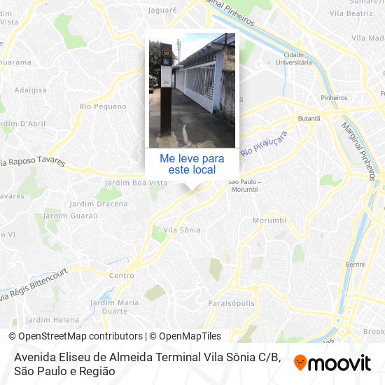 Avenida Eliseu de Almeida Terminal Vila Sônia C / B mapa