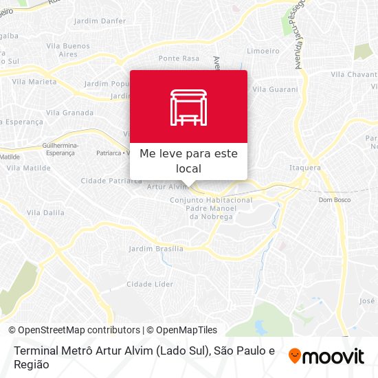 Terminal Metrô Artur Alvim (Lado Sul) mapa