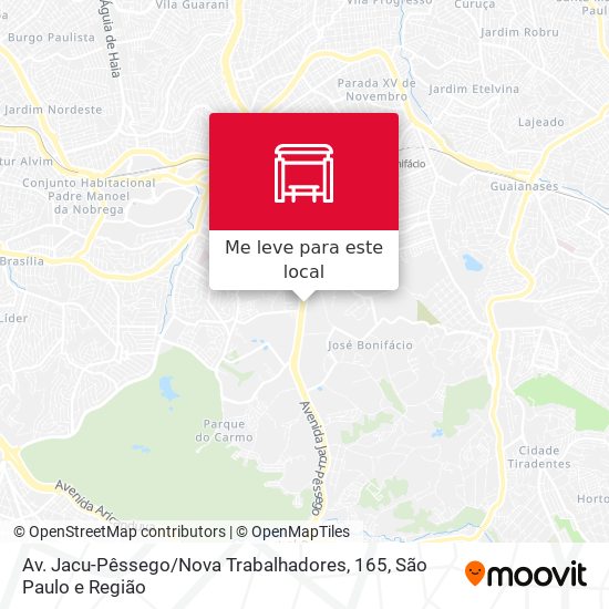 Av. Jacu-Pêssego / Nova Trabalhadores, 165 mapa