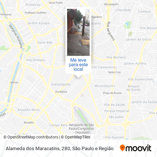 Alameda dos Maracatins, 280 mapa