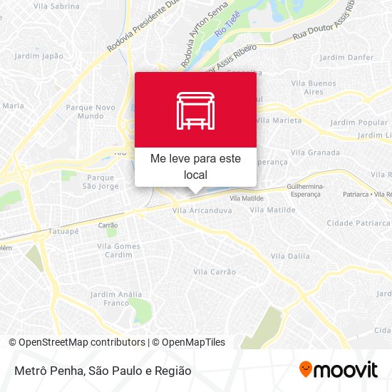 Metrô Penha mapa