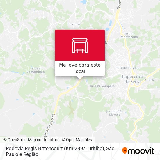 Rodovia Régis Bittencourt (Km 289 / Curitiba) mapa