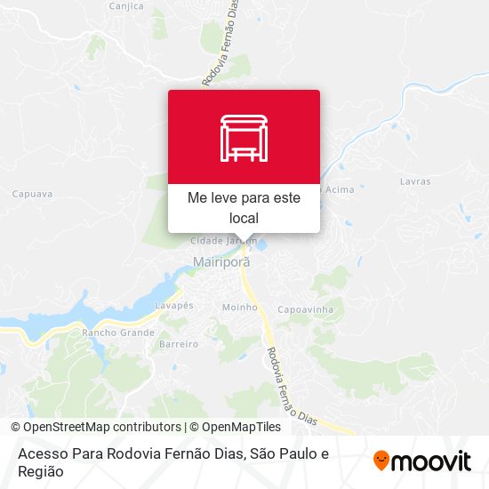 Acesso Para Rodovia Fernão Dias mapa