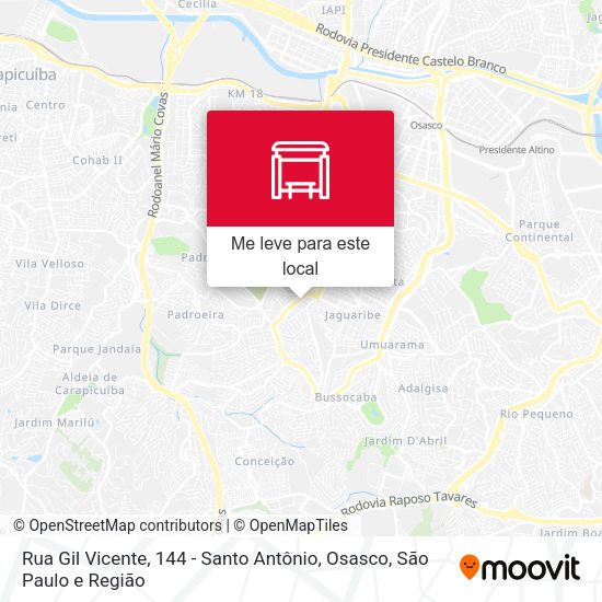 Rua Gil Vicente, 144 - Santo Antônio, Osasco mapa