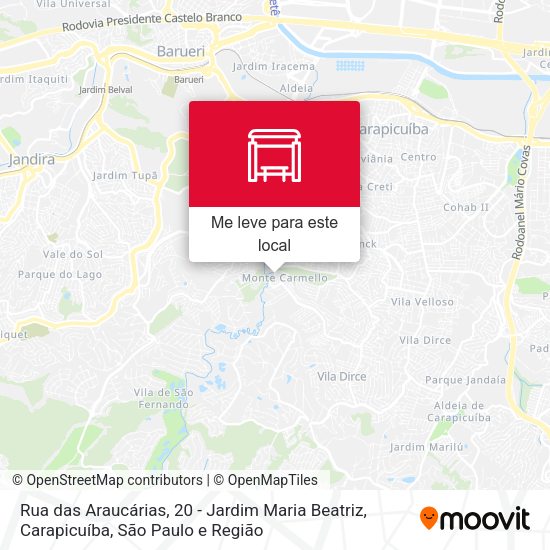 Rua das Araucárias, 20 - Jardim Maria Beatriz, Carapicuíba mapa