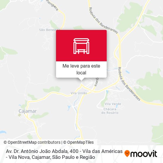 Av. Dr. Antônio João Abdala, 400 - Vila das Américas - Vila Nova, Cajamar mapa