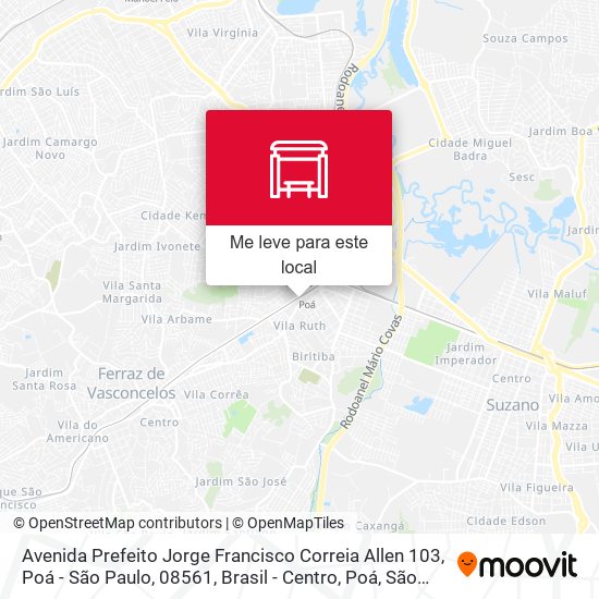 Avenida Prefeito Jorge Francisco Correia Allen 103, Poá - São Paulo, 08561, Brasil - Centro, Poá mapa