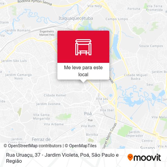 Rua Uruaçu, 37 - Jardim Violeta, Poá mapa