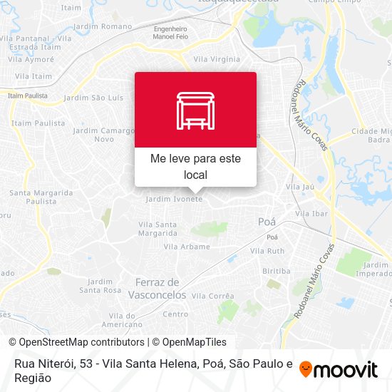 Rua Niterói, 53 - Vila Santa Helena, Poá mapa