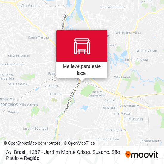 Av. Brasil, 1287 - Jardim Monte Cristo, Suzano mapa