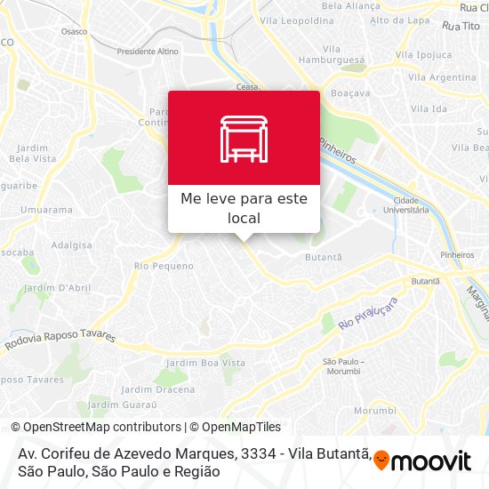 Av. Corifeu de Azevedo Marques, 3334 - Vila Butantã, São Paulo mapa