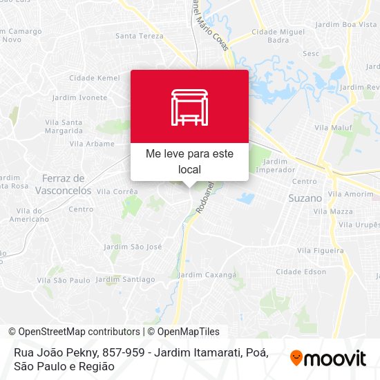 Rua João Pekny, 857-959 - Jardim Itamarati, Poá mapa