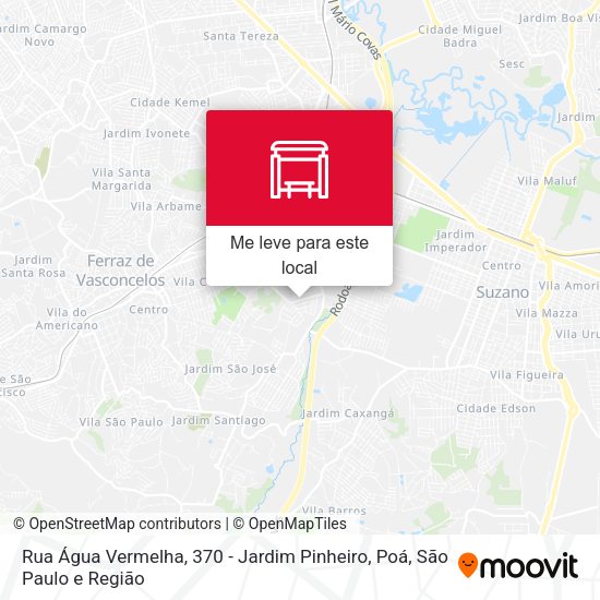 Rua Água Vermelha, 370 - Jardim Pinheiro, Poá mapa