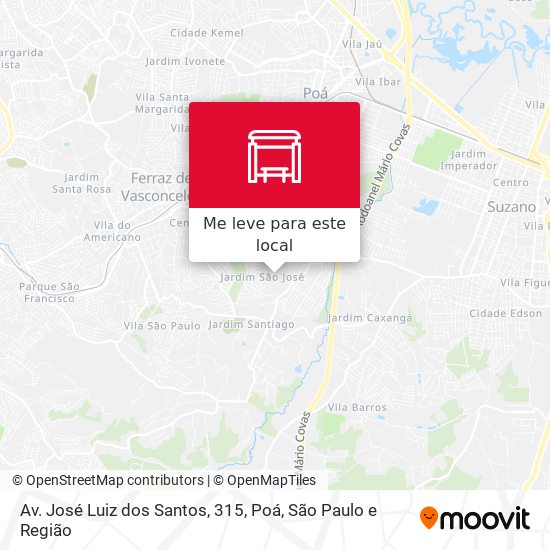 Av. José Luiz dos Santos, 315, Poá mapa