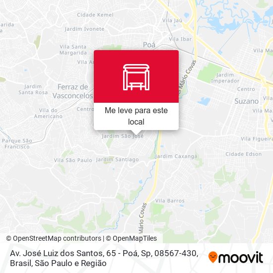 Av. José Luiz dos Santos, 65 - Poá, Sp, 08567-430, Brasil mapa