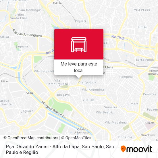 Pça. Osvaldo Zanini - Alto da Lapa, São Paulo mapa