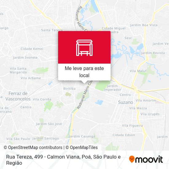 Rua Tereza, 499 - Calmon Viana, Poá mapa
