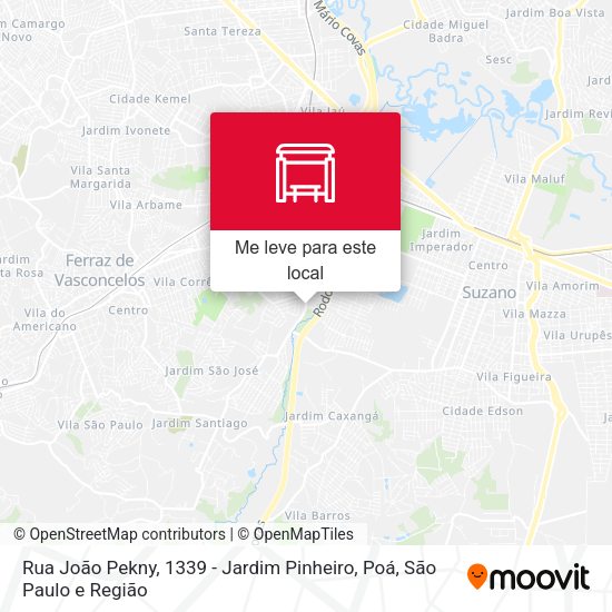 Rua João Pekny, 1339 - Jardim Pinheiro, Poá mapa