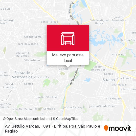 Av. Getúlio Vargas, 1091 - Biritiba, Poá mapa