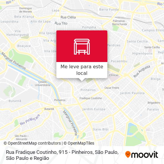 Rua Fradique Coutinho, 915 - Pinheiros, São Paulo mapa