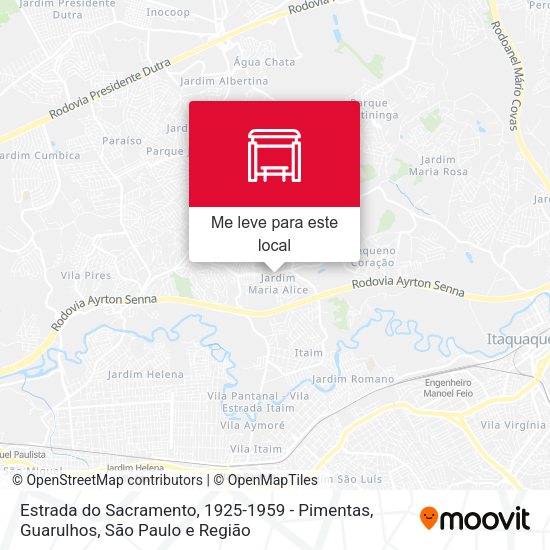 Estrada do Sacramento, 1925-1959 - Pimentas, Guarulhos mapa