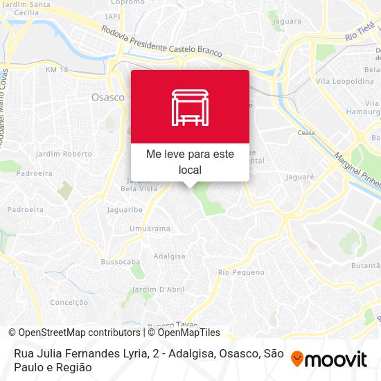 Rua Julia Fernandes Lyria, 2 - Adalgisa, Osasco mapa