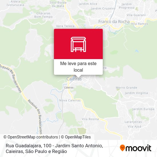 Rua Guadalajara, 100 - Jardim Santo Antonio, Caieiras mapa