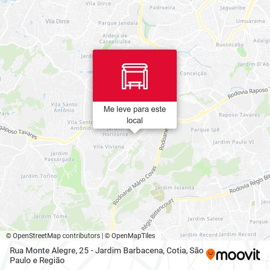 Rua Monte Alegre, 25 - Jardim Barbacena, Cotia mapa