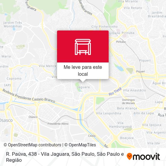 R. Paúva, 438 - Vila Jaguara, São Paulo mapa