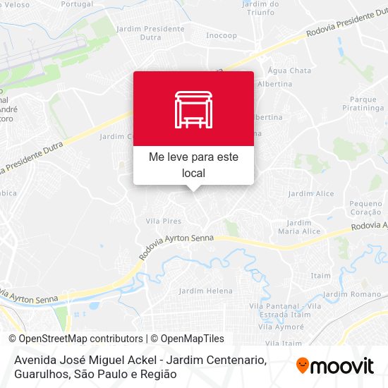 Avenida José Miguel Ackel - Jardim Centenario, Guarulhos mapa