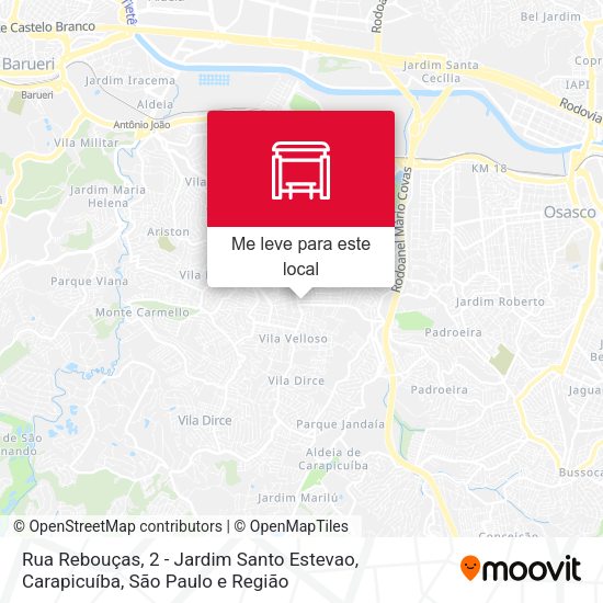 Rua Rebouças, 2 - Jardim Santo Estevao, Carapicuíba mapa