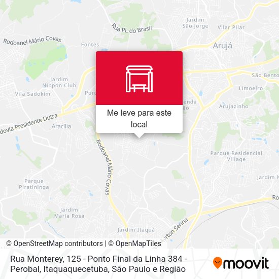 Rua Monterey, 125 - Ponto Final da Linha 384 - Perobal, Itaquaquecetuba mapa
