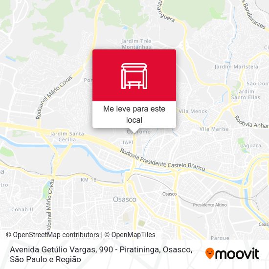 Avenida Getúlio Vargas, 990 - Piratininga, Osasco mapa