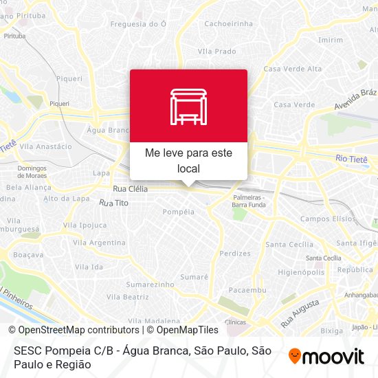 SESC Pompeia C / B - Água Branca, São Paulo mapa