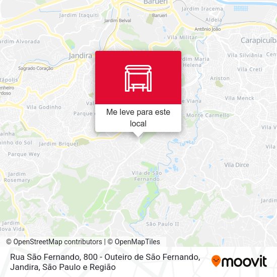 Rua São Fernando, 800 - Outeiro de São Fernando, Jandira mapa
