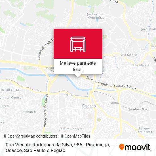 Rua Vicente Rodrigues da Silva, 986 - Piratininga, Osasco mapa