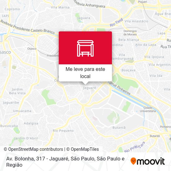 Av. Bolonha, 317 - Jaguaré, São Paulo mapa