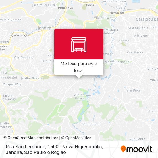 Rua São Fernando, 1500 - Nova Higienópolis, Jandira mapa