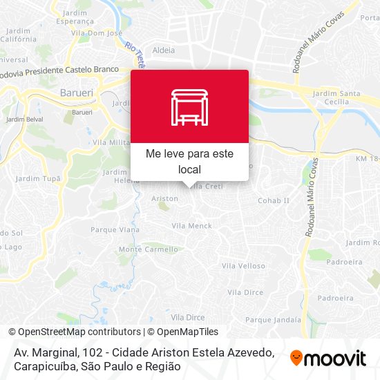 Av. Marginal, 102 - Cidade Ariston Estela Azevedo, Carapicuíba mapa