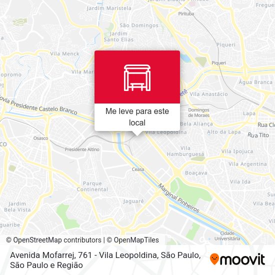 Avenida Mofarrej, 761 - Vila Leopoldina, São Paulo mapa