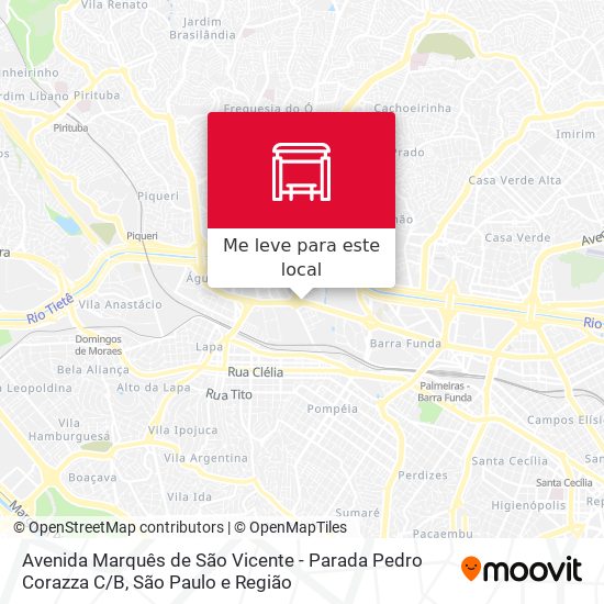 Avenida Marquês de São Vicente - Parada Pedro Corazza C / B mapa