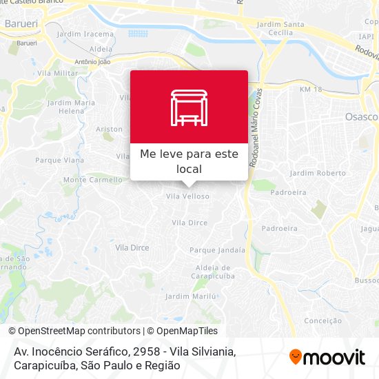 Av. Inocêncio Seráfico, 2958 - Vila Silviania, Carapicuíba mapa