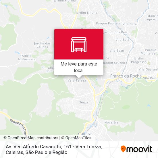 Av. Ver. Alfredo Casarotto, 161 - Vera Tereza, Caieiras mapa